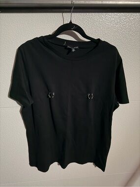Current Mood Black Short Sleeve Tee with Front Ring Accents